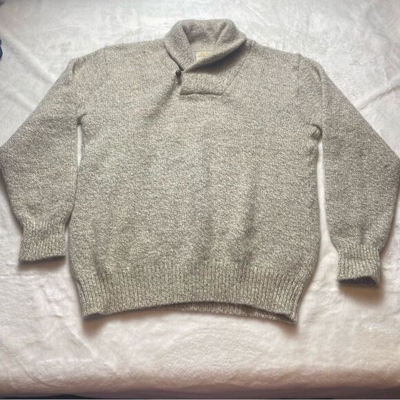 Cabela's Vintage Shawl Collar Knit Wool Blend Sweater Light Brown Size Large - Picture 1 of 10